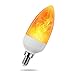 KINDEEP 1 Mode LED Flame Light Bulb, E12 Base Fire Flickering Emulation Candelabra for Decoration, 2W (1300K Warm White) Pack of 1 primary