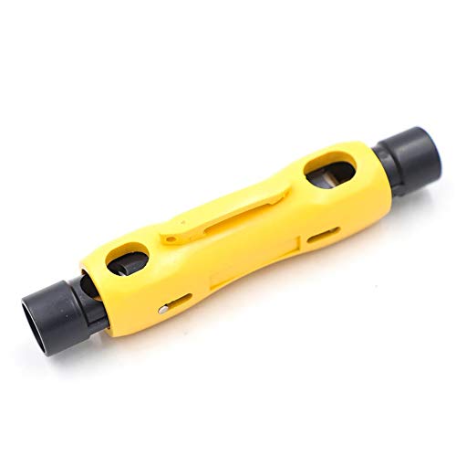 F Season Coax Coaxial Cable Wire Pen Cutter Stripper Tool for RG59 RG6 RG7 RG11, 100 Type, Cat5/6, Yellow, Metal, Ergonomic Grip