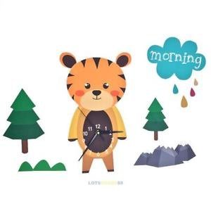 Tradico TradicoBrand New Cartoon Tiger Silent Wall Clock PVC DIY Wall Clock Childrens Room Wall Decals