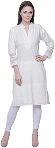 Women's Solid Colour 3/4 Sleeve Straight Cotton Kurti