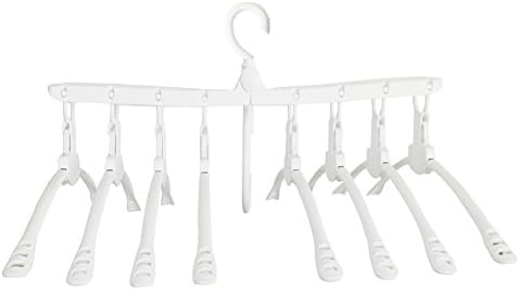 Macallen Plastic Clothes and Laundry Hanger Cascading Folding Style Non Slip for Drying Outdoor and Closet Space Saving Magic Closet Organiser White