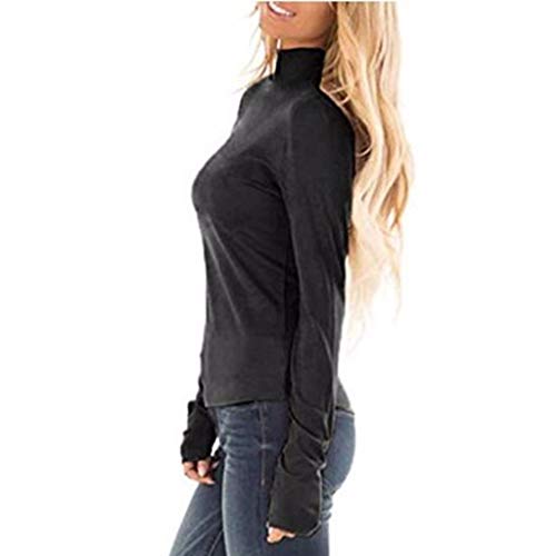 image for Emimarol Womens Long Sleeve Turtleneck Crew Stretch Slim T Shirt Layer