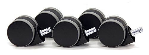 Office Chair Casters Wheels for Hardwood - Heavy Duty Replacement Parts, Protector for Laminate, Desk Floor Mats and Carpet. (Set of 5) Black & gray