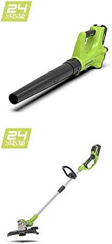 Greenworks 24V Cordless Axial Blower - Battery and charger not included - 2402207 & Greenworks 24V Cordless String trimmer 30cm - Battery and charger not included - 2100007