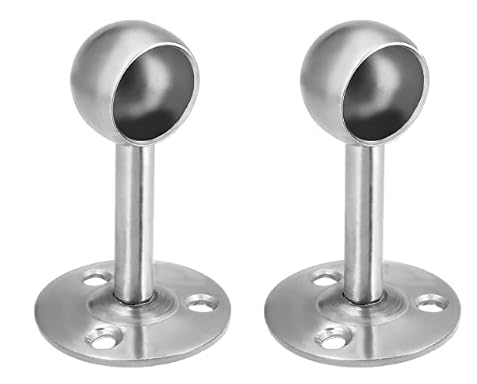 BOXONLY 19mm Dia, 65mm Height,Ceiling Mounted Rail Rod Support sockets,Wardrobe Tube Brackets,2PCS