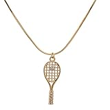Lux Accessories Pave Tennis Racket Ball Simple Sport Pendant Necklace