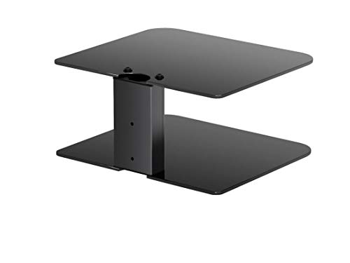 Gold Line 2 x Black Floating Shelves with Strengthened Tempered Black Glass for DVD Players/Cable Boxes/Games Consoles/TV Accessories (Renewed)