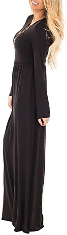 Moliketor Women's Long Sleeve Plain Dress Casual Long Dresses with Pocket