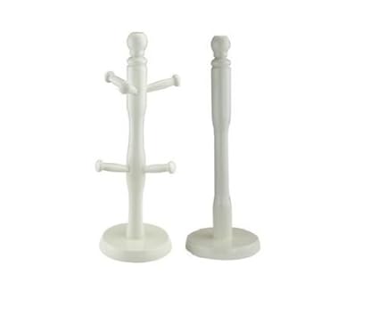 Beechwood Set Of Kitchen Towel Roll Holder Mug Tree Cream 6 Cup
