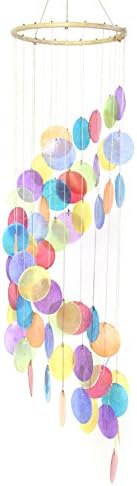 Rainbow Colored Spiral Capiz Chime Windchime New 31.5 Inches