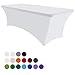 Eurmax USA Rectangular Fitted Spandex Table Covers 6ft Tablecloth Wedding Event Patio Table Decorations Stretch Table Cover for 6ft Folding Table (White)