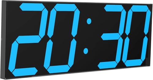 Photo 1 of CHKOSDA LED Large Digital Wall Clock, Oversize Wall Clock with 6” Numbers, Remote Control Count up/Countdown Timer Clock, Auto Dimmer, Big Calendar and Thermometer(Ice Blue)