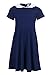 GORLYA Girl's Short Sleeve Casual Vintage Collar Fit and Flare Skater Party Dress with Pockets 4-12 Years (GOR1006,12Y,Navy)