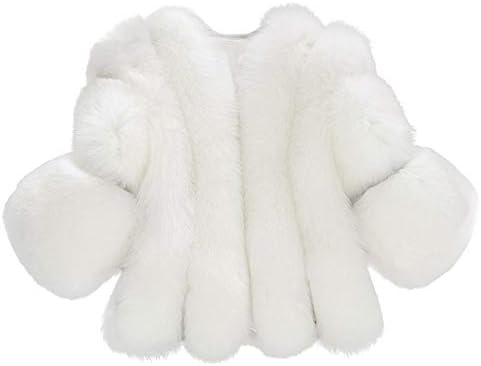 Yuxikong Women's Rabbit Faux Fur Coat Winter Chic Solid White Fluffy Fashion Lady Jacket Streetwear