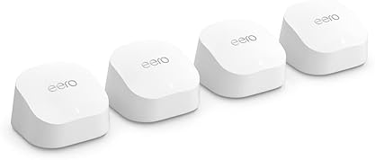 Home Wi-Fi & Networking - Amazon eero 6+ mesh wifi system - Supports internet plans up to a Gigabit, Coverage up to 6,000 sq. ft., Connect 75+ devices, 4-pack