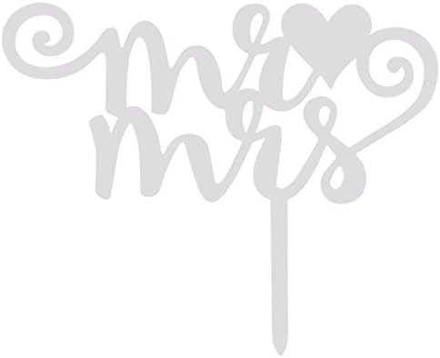 Grinde NO Silhouette Mr Mrs Wedding Cake Topper Party Personalized Cake Decoration White