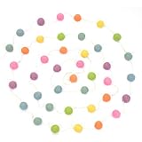 Glaciart One Wool Felt Ball Garland - Pom Pom Garland - 12 Feet, 40 Balls, 7 Pastel Colors, Pom Pom Decorations, Nursery Decor, Bunting, Birthday Party Decorations, Easter, Photo Prop