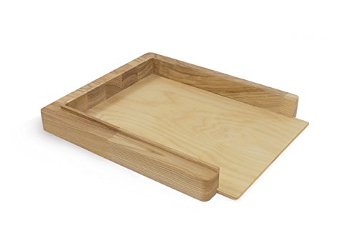 Wooden paper tray - Wooden paper holder - Size 13.5x11.2x1.5" Ash tree solid wood