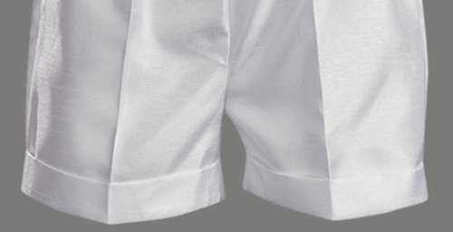 White Embroidered Shantung Chistening Baptism Vest and Short Set with Bowtie and Hat - Size S (6 Month)