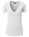 MBJ WT3 Womens Basic Fitted Soft Short Sleeve Deep V Neck T Shirt XL WHITE