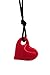 Jellystone Junior Heart Pendant Silicone Non-Toxic Chewelry Necklace (Scarlet Red)