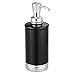 mDesign Modern Ceramic Refillable Liquid Soap Dispenser Pump Bottle for Bathroom Vanity Countertop, Kitchen Sink - Holds Hand Soap, Dish Soap, Hand Sanitizer, Essential Oils - Black/Chrome