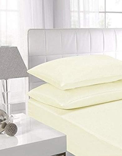 Finest 100% Egyptian Cotton 16" 40CM Extra deep Fitted Sheets 15 Colours Single Double King Super King (Cream, Double)