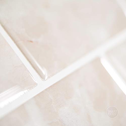 Smart Tiles Peel and Stick Backsplash Subway Sora Beige, Marble 4