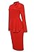 Dreamparis Womens Business Dress One Piece Suit Long Sleeve Tie Neck Peplum Top Bodycon Skirt Office Ladies Red XL