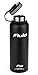Fluid Insulated Stainless Steel Water Bottle Sports (Obsidian) - 40 Oz, Wide Mouth, BPA Free, Stainless Lid, Flip-top Lid, and Straw Lid Included