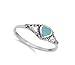 Simulated Turquoise Heart Love Promise Ring Bali New .925 Sterling Silver Band Size 5