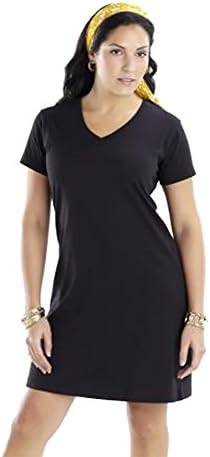 Wholesale Blank Cloths Ladies V Neck T Shirt Dress Black Small/Medium