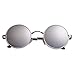 Vintage Round Sunglasses with Polarized Mirrored Lenses for Retro Women and Men (Silver Mirrored, 46mm lens width)