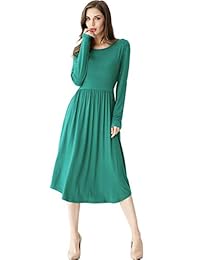 Aphratti - Vestido de manga larga para mujer con bolsillos