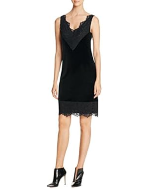 Womens Velvet Lace Trim Slip Dress