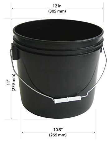 Argee 3.5 Gallon Heavy Duty Bucket, Black (Pack of 10)