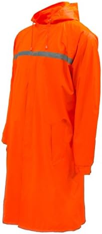 RK Rain Wear Men's Waterproof Long Raincoat PVC Trench Coat, Orange , Extra Large