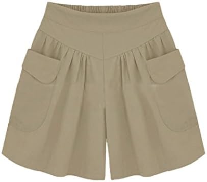 ESAILQ Shorts Women Plus Size Solid Loose Hot Pants Pockets Lady Summer Casual