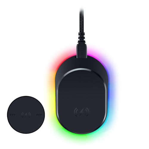 Razer Mouse Dock Pro & Charging Puck - Magnetische drahtlose Ladestation & Akku (Hyperspeed 4K Hz, 8 RGB Chroma Beleuchtung & Modul für kompatible Mäu