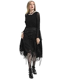 Falda estilo vintage, estilo gótico victoriano, con encaje de parches, volantes, BP000575