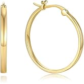14K Gold Hoop Earrings for Women Trendy Gold Earrings for Women Polished Classic Dainty Womens Earring 2.0 Tube
