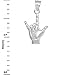 .925 Sterling Silver I Love You American Sign Language ASL Hand Sign Charm Pendant Necklace - 18