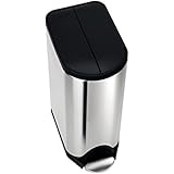 simplehuman Butterfly Step Trash Can, Stainless Steel, Plastic Lid, 30 L / 8 Gal