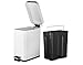AMG and Enchante Accessories, Rectangular Waste Bin, 5L Garbage Trash Can with Step Foot Pedal, WB01W WHT, Glossy White