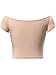 HUHOT Womens Basic Short Sleeve Off-Shoulder Short Cami Crop Tank Top Medium Camel