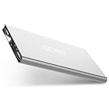 GETIHU Portable Power Bank Real 10000mAh Thin External Battery Charger, Ultra Slim Thin Design Powerbank with 2 USB Ports for iPhone 7 6s 6 Plus iPad Mobile Phone (Silver)