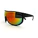 Futuristic Mens Oversized Shield Mono Lens Sport Warp Sunglasses Black Rusta Mirror
