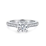 Hafeez Center 1ct 6.5mm Round Brilliant Cut Simulated Diamond CZ Solitaire Engagement Ring of Wedding Ring Set for Women, Rhodium Plated Sterling Silver