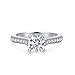 Hafeez Center 1ct 6.5mm Round Brilliant Cut Simulated Diamond CZ Solitaire Engagement Ring of Wedding Ring Set for Women, Rhodium Plated Sterling Silver