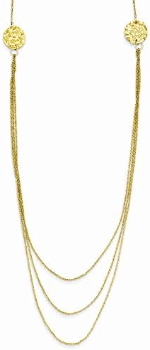 Top 10 Jewelry Gift 14K 3 Layer Ropa Chain Texture Side Circles W/ 2in Ext Necklace